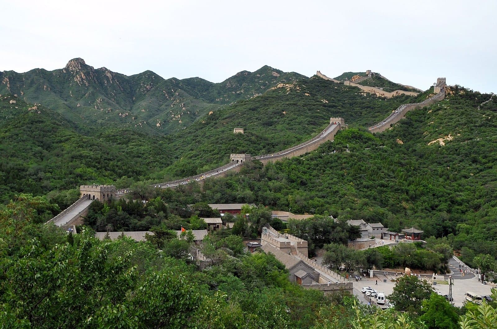 Badaling section of the Great Wall winding across green mountains near Beijing