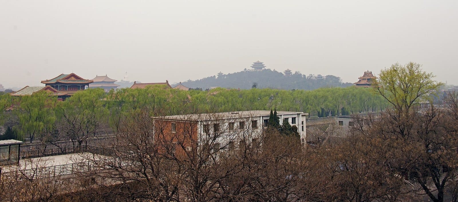 Jingshan Park hill rising behind the Forbidden City in Beijing