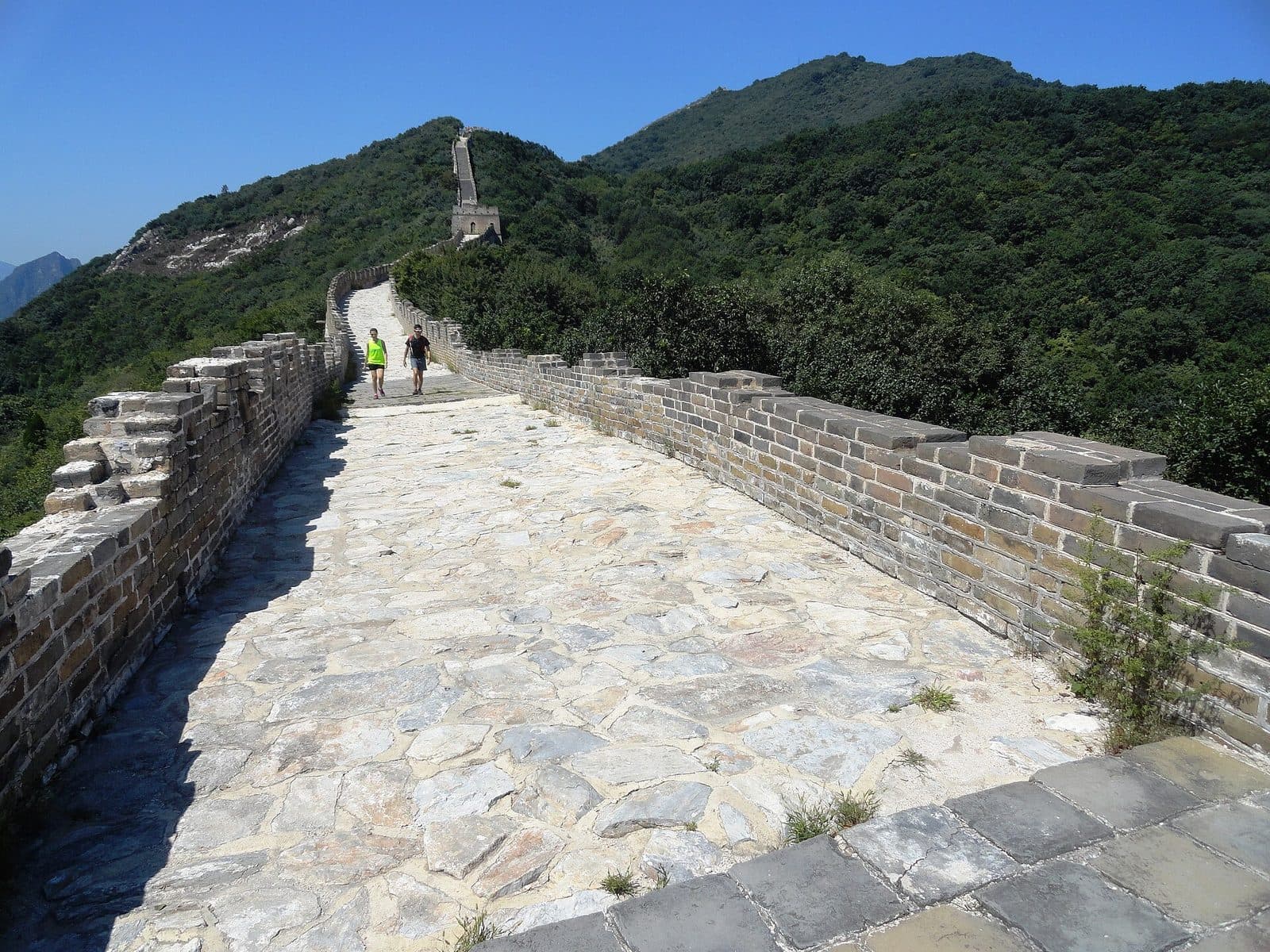 Restored stone walkway and mountain view at Mutianyu Great Wall