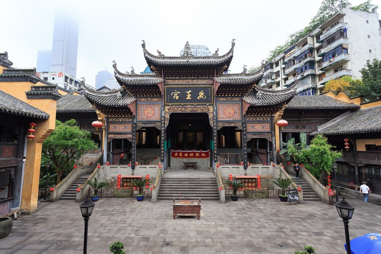 Historic halls and carved roofs at Chongqing Huguang Guild Hall — view 1