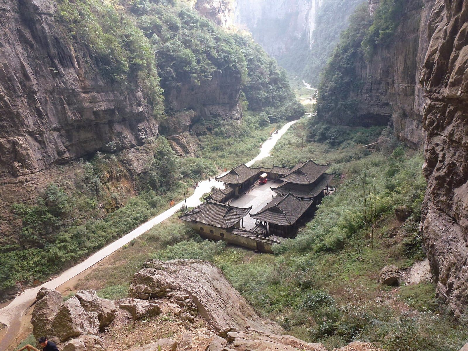 Karst cliffs and natural bridges at Wulong — view 3