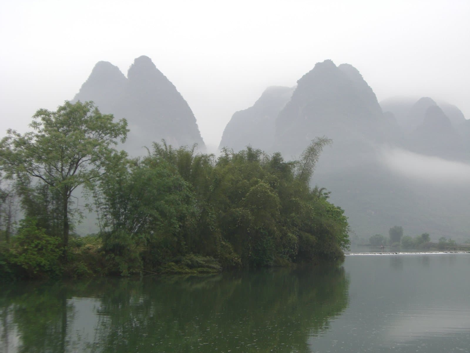 Karst landscape and town scenery around Yangshuo — view 1