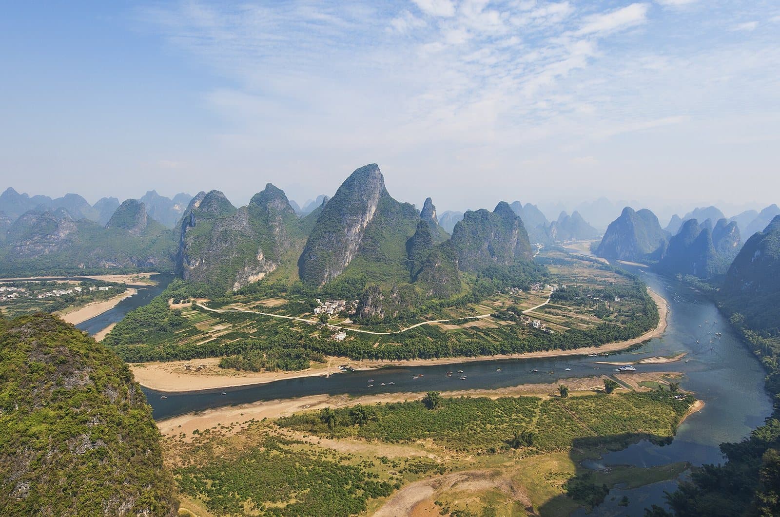 Karst landscape and town scenery around Yangshuo — view 2