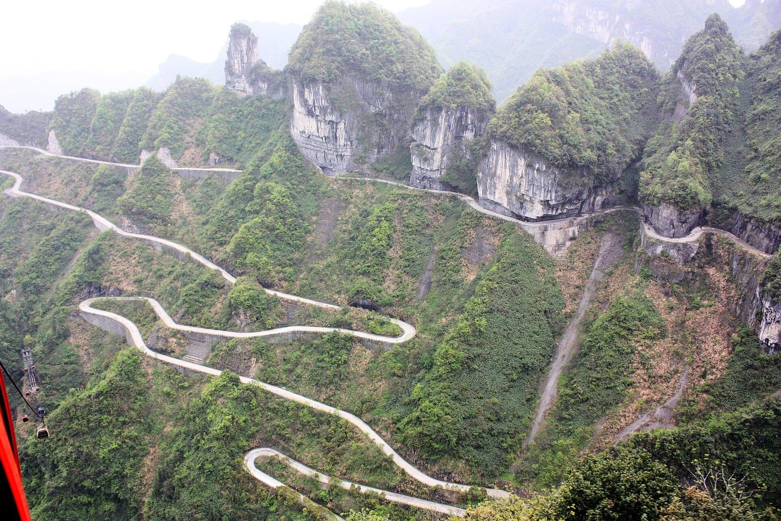 Cliff roads, walkways and mountain views on Tianmen Mountain — view 2