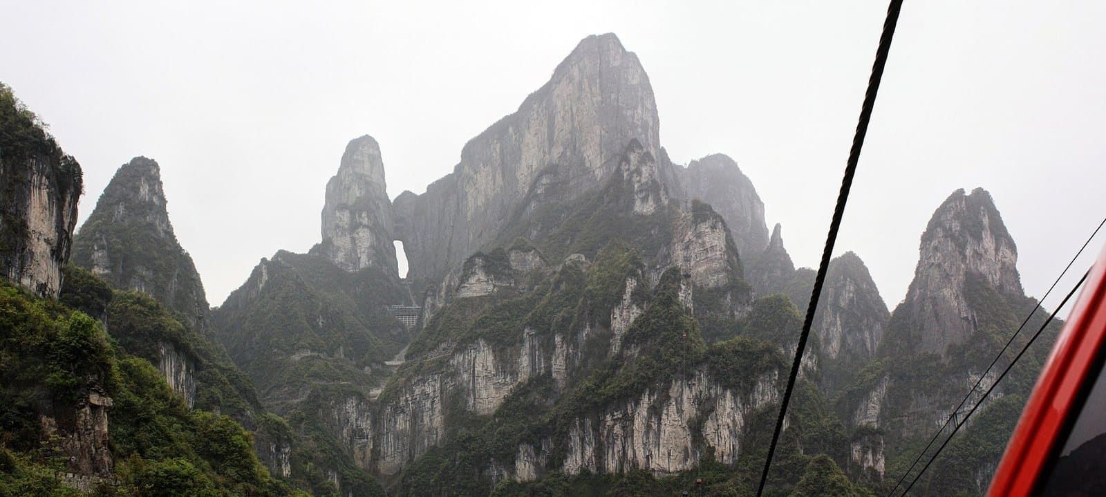 Cliff roads, walkways and mountain views on Tianmen Mountain — view 3