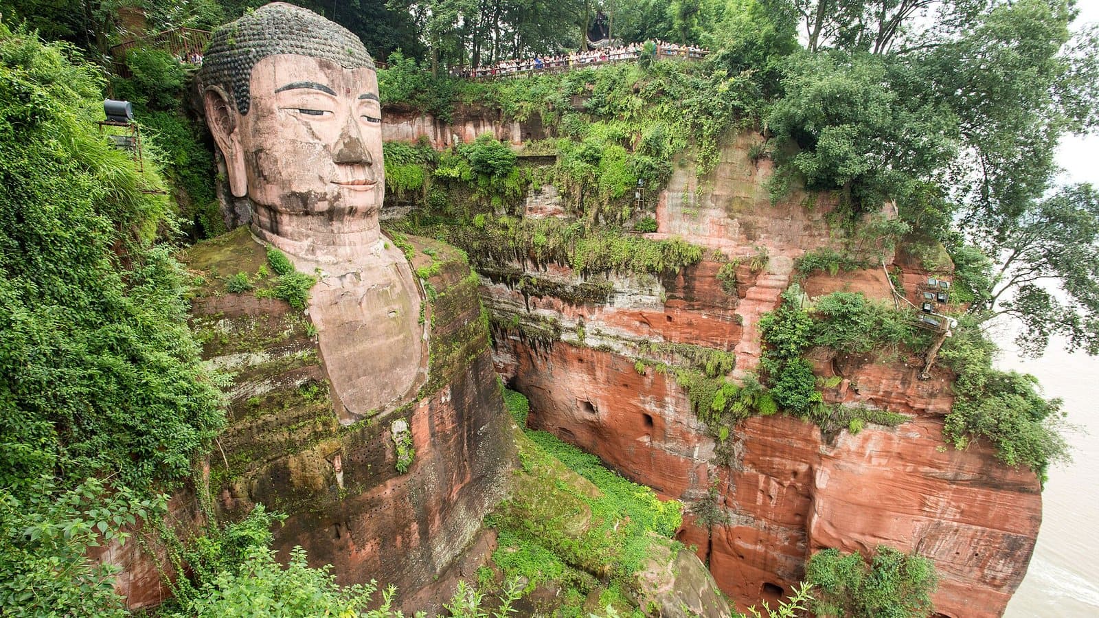 The Leshan Giant Buddha viewed from the river and cliff paths — view 3