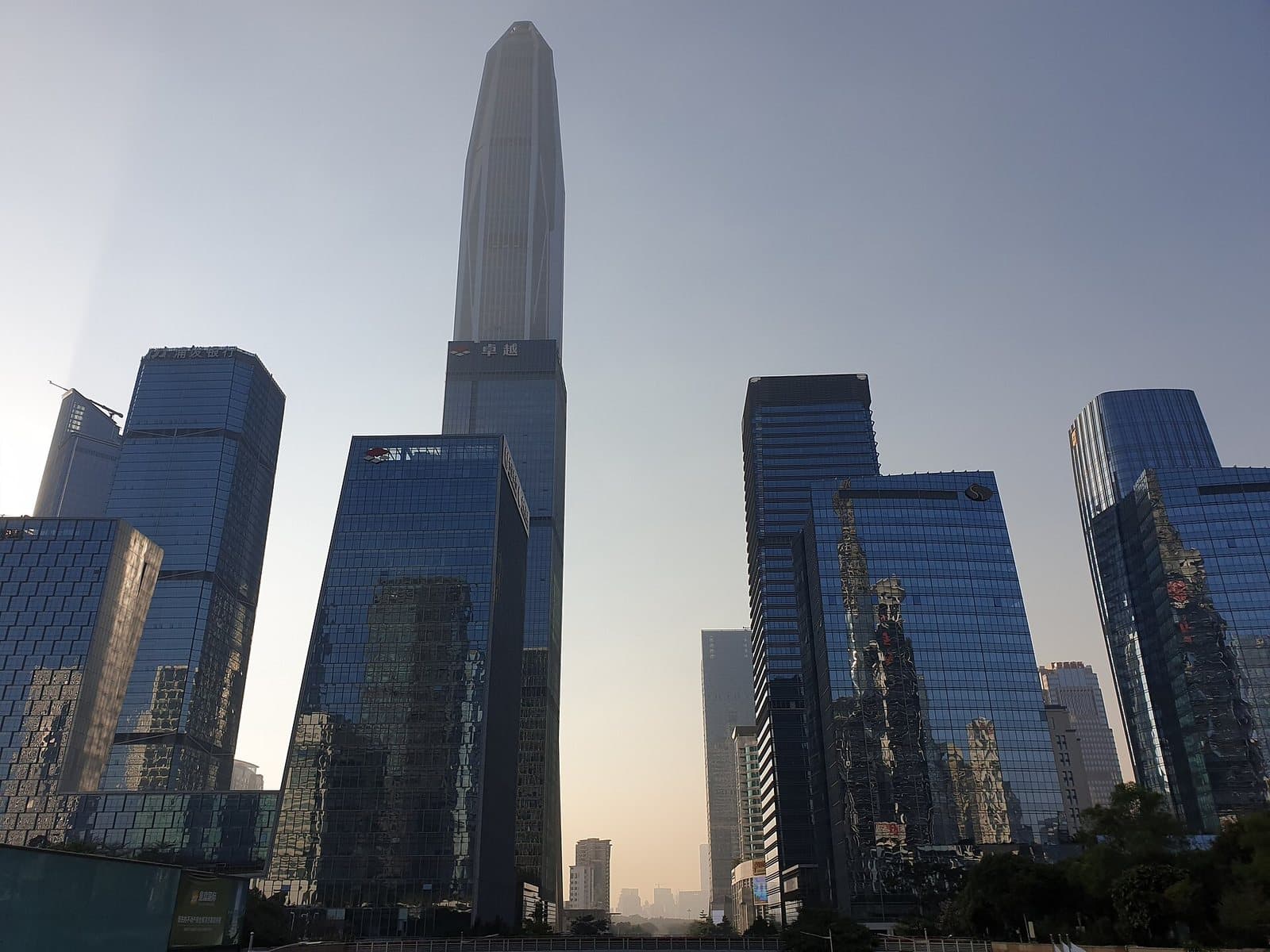 Ping An Finance Centre rising above the Shenzhen skyline — view 1