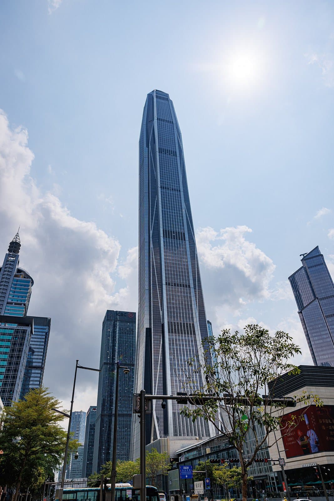 Ping An Finance Centre rising above the Shenzhen skyline — view 3