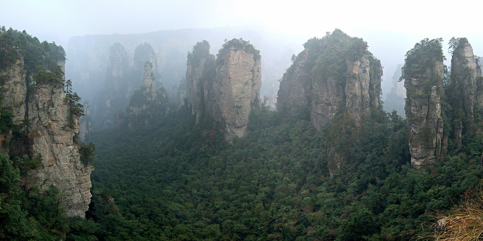 Sandstone pillars in Zhangjiajie National Forest Park — view 3